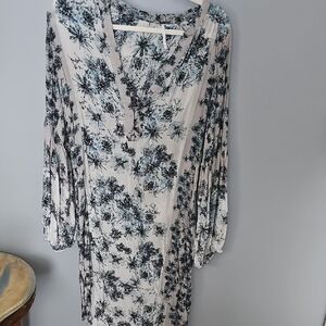 Free People Black and Blue Floral Long Sleeve Dress